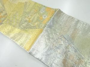 アンティーク　本佐賀錦色紙に家屋・花鳥模様織出し袋帯（材料）